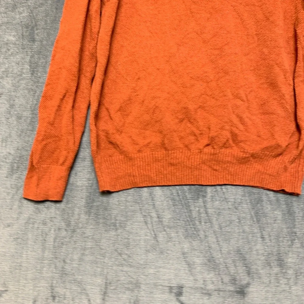 Club Room Sweater Mens Large Orange Cotton Ribbed Hem Quarter Zip Mock Neck